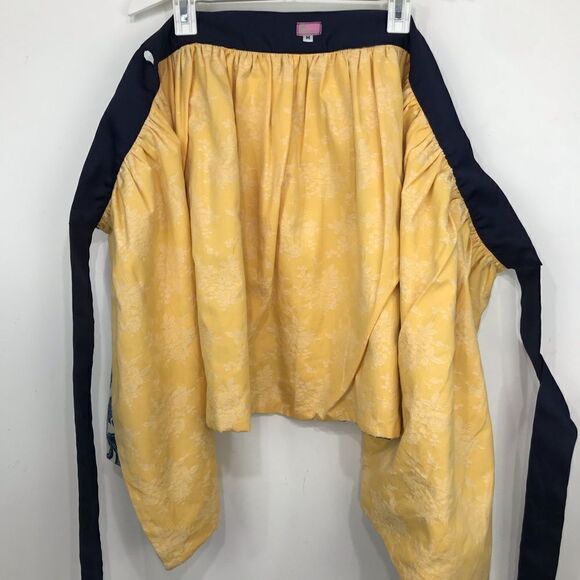 Molly B Blue Cream Yellow Reversible 2 Skirts in 1 Tie Waist Mini Wrap Skirt - Picture 13 of 16